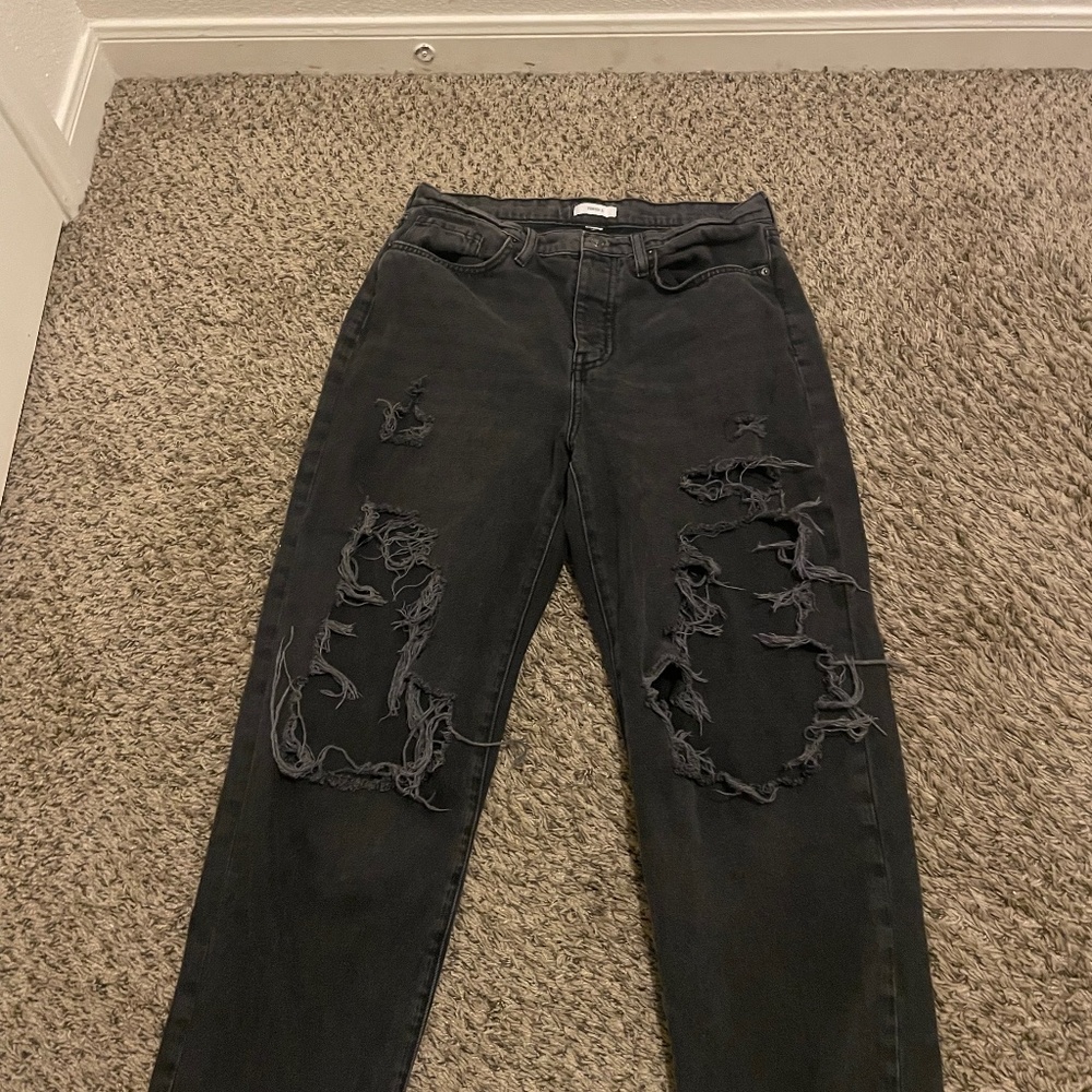 Ripped Straight Leg Jeans